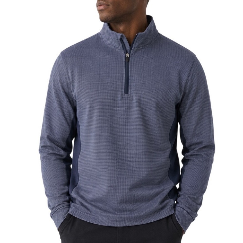 Pro Tour Mens Navy Blue Micro Grid Quarter Zip Pullover Golf Active‎ Top Size M